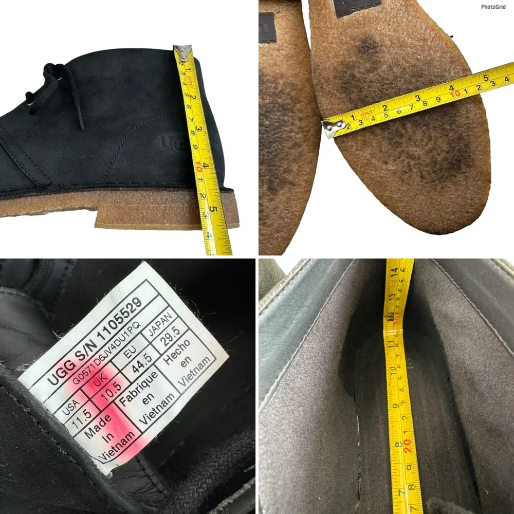 Ugg Groveland Black Leather Lace-Up Chukka Boots Men's Size 11.5